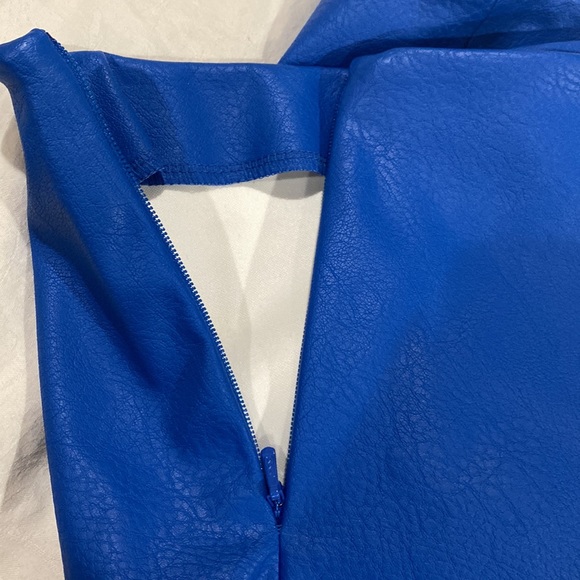 New Adidas faux leather blue mini skirt zipper 34 - Picture 6 of 6
